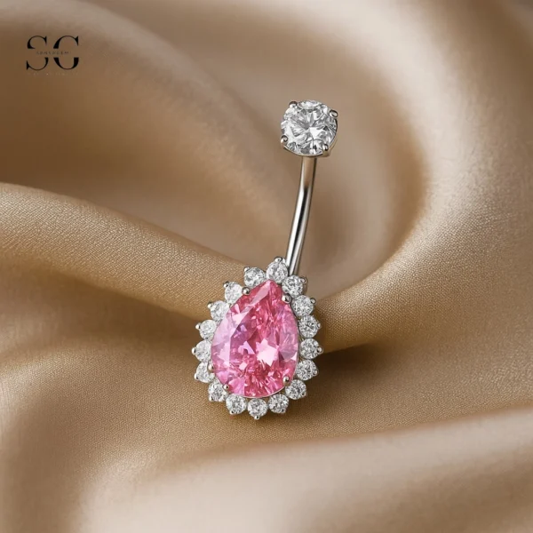 Sensagem SGYS6052 G23 Titanium Internally Threaded Belly Ring Piercing with 5A Zircon