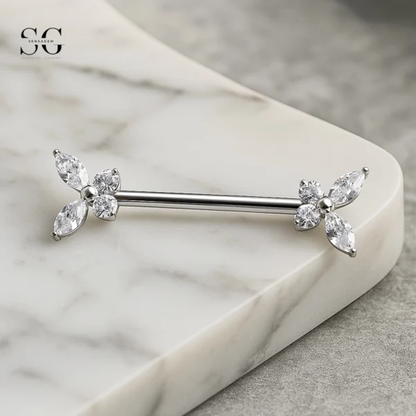 Sensagem SGYS9050 G23 Titanium Internal Nipple Ring with 5A Zircon for Titanium Belly Piercing - Image 2
