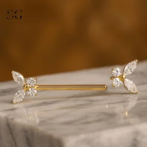 Sensagem SGYS9050 G23 Titanium Internal Kipple Anneau avec du zircon 5A pour le piercing du ventre de titane