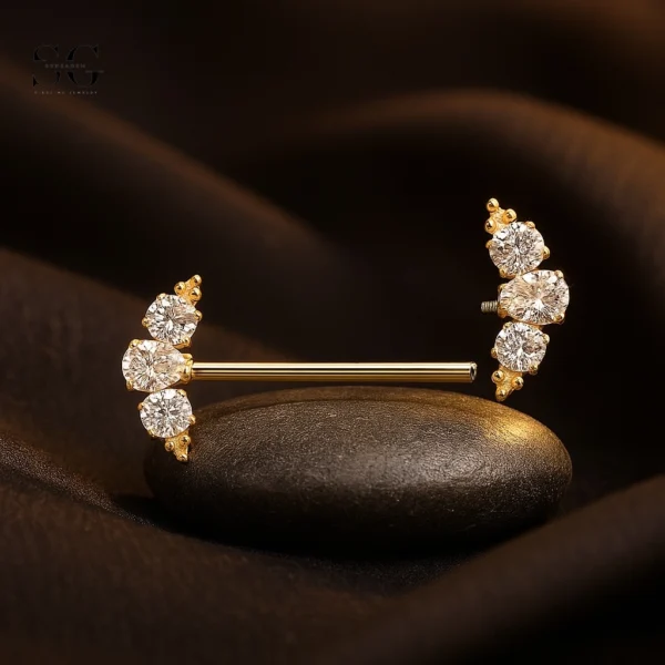 Sensagem SGYS9053 G23 Titanium Internal Nipple Piercing with 5A Zircon Cluster - Image 2