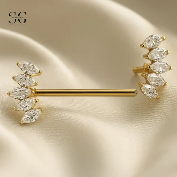 Sensagem SGYS9054 G23 Titanium Internal Jewelry Nipple Piercing with 5A Zircon Marquise Cluster - Image 2