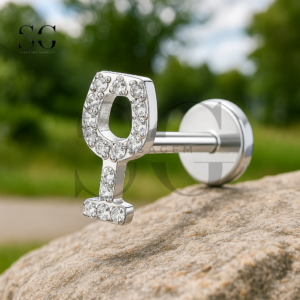 Sensagem SGYS1216 G23 Titanium Internally Threaded Gem-Paved Wine Glass Labret