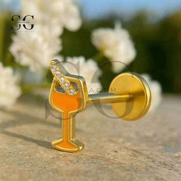 Sensagem SGYS1217 G23 Titanium Internally Threaded Cocktail Glass Labret with Resin Infill - Image 2