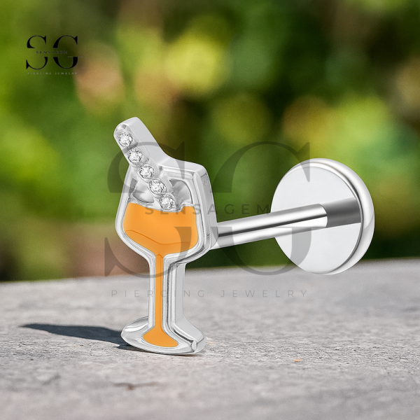 Sensagem SGYS1217 G23 Titanium Internally Threaded Cocktail Glass Labret with Resin Infill