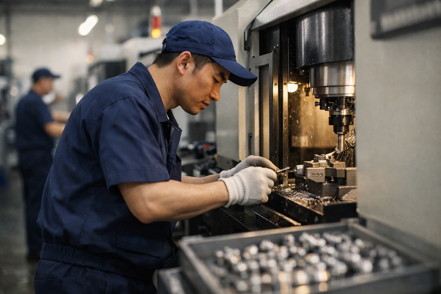 CNC machining workshop producing titanium jewelry components