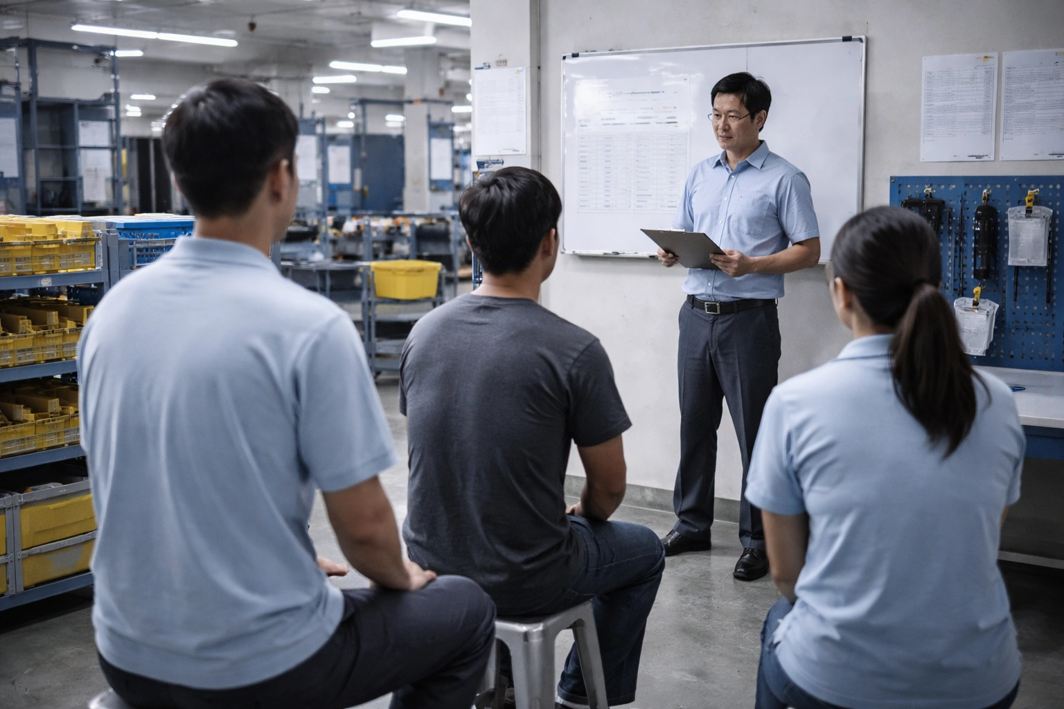 Factory safety training for manufacturing team
