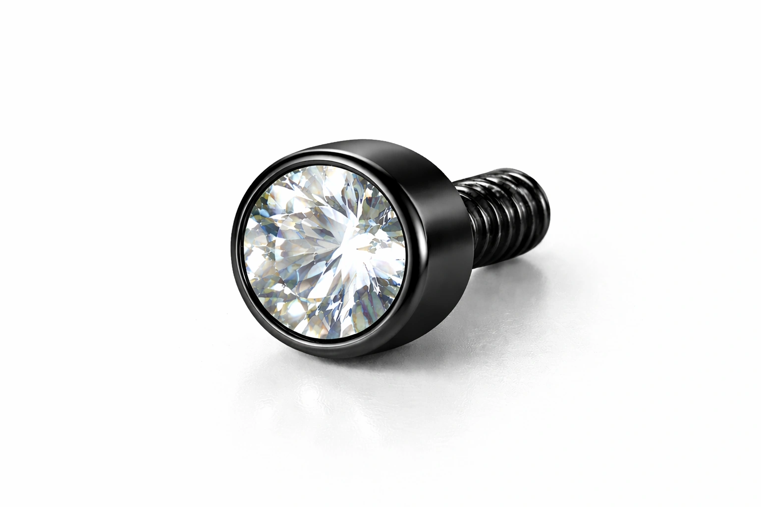 Black PVD titanium piercing end finish