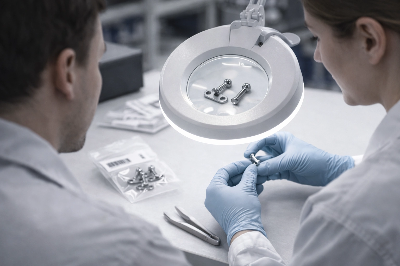 QA inspection team in titanium jewelry manufacturing