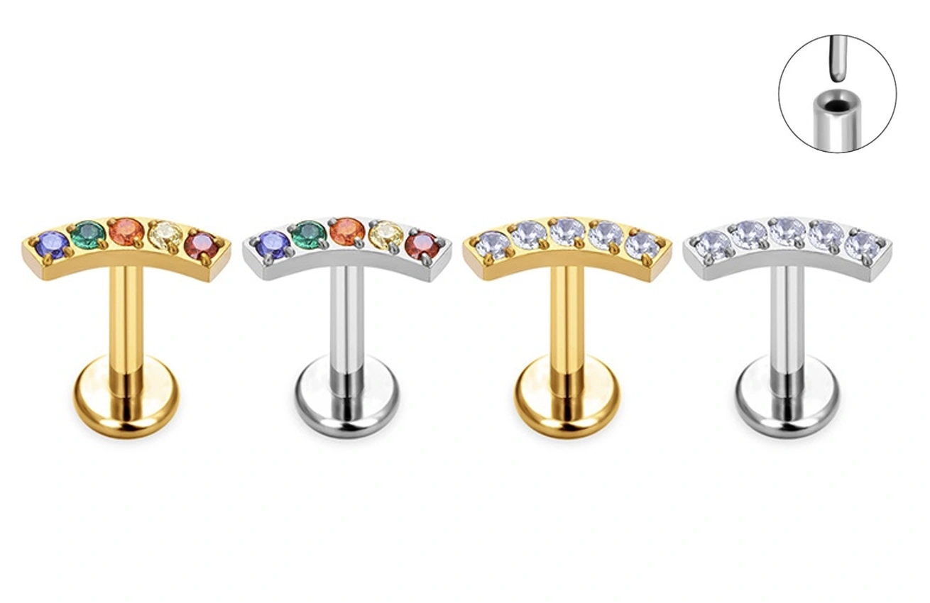 Threadless labret post and end - titanium piercing jewelry