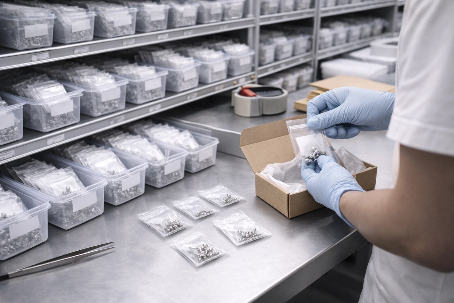 Warehouse and shipping area for titanium jewelry orders