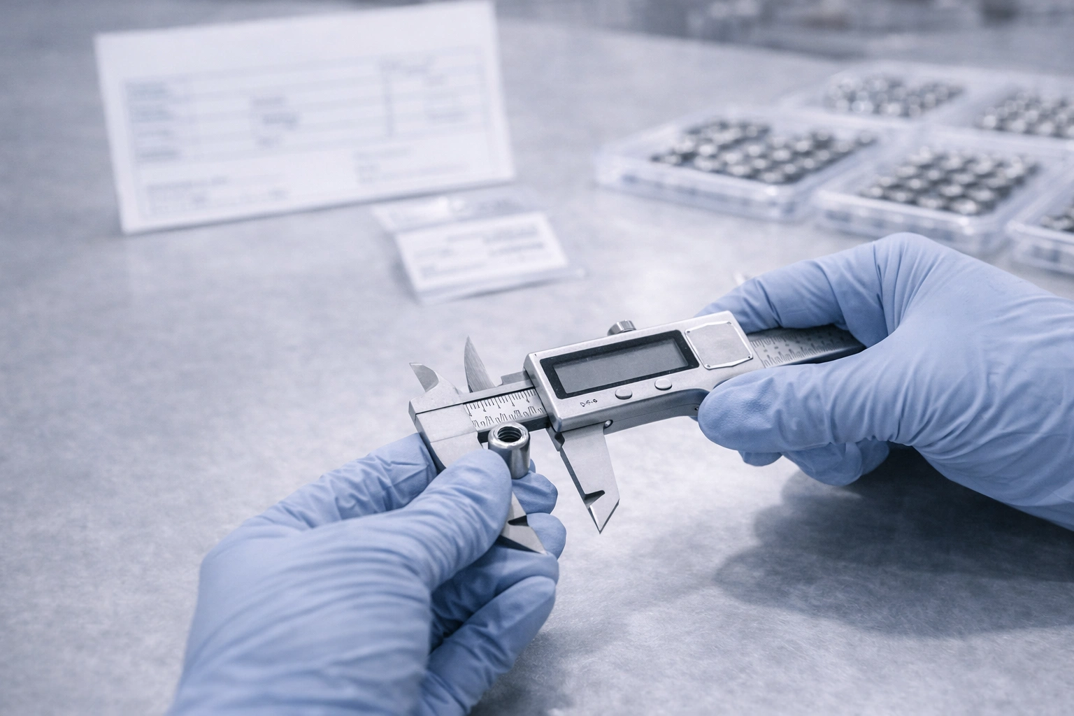 Titanium piercing jewelry quality control measurement process